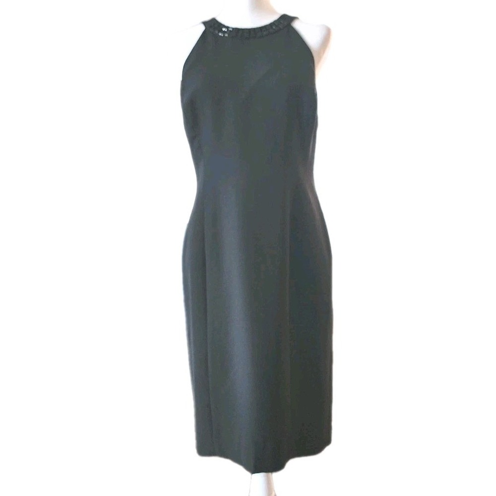 Evan Picone Dress Womens 10 Black Halter Beaded Cocktail Party Event NYE Holiday - Picture 1 of 9